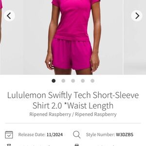 Lululemon Ripened Raspberry Short-Sleeve Shirt